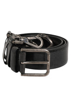 Dolce & Gabbana Black Key Ring Clip Attachments Buckle Belt - Eljoys Fashion 