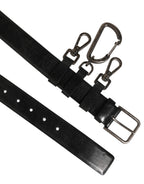 Dolce & Gabbana Black Key Ring Clip Attachments Buckle Belt - Eljoys Fashion 