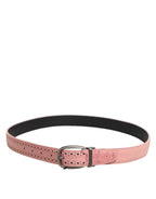 Dolce & Gabbana Pink Leather Perforated Detailing Buckle Belt - Eljoys Fashion 