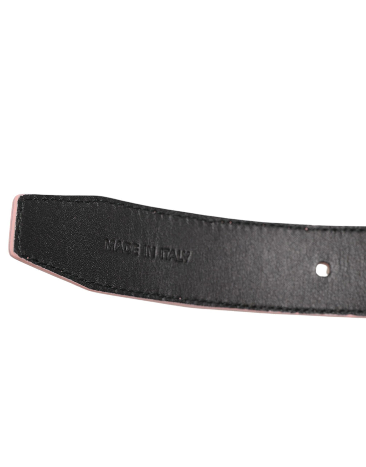 Dolce & Gabbana Pink Leather Perforated Detailing Buckle Belt - Eljoys Fashion 