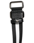 Dolce & Gabbana Black White Striped Metal Buckle Men Belt - Eljoys Fashion 