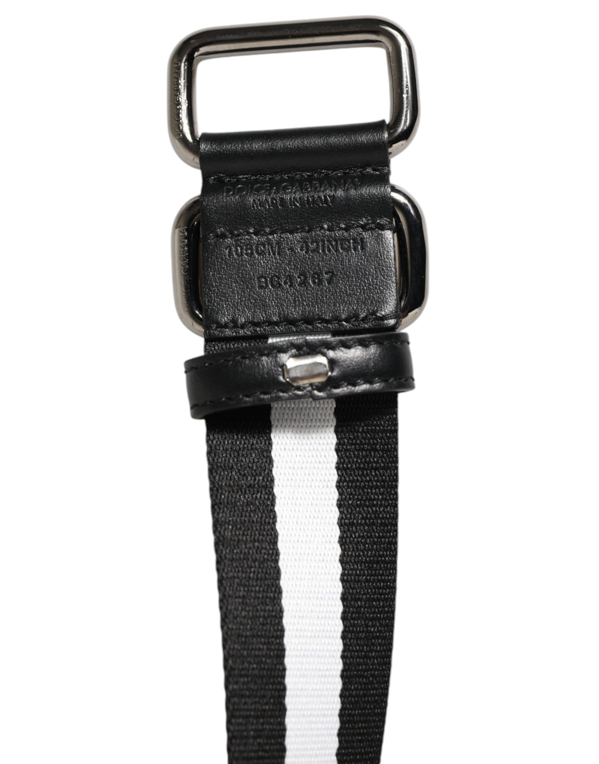 Dolce & Gabbana Black White Striped Metal Buckle Men Belt - Eljoys Fashion 