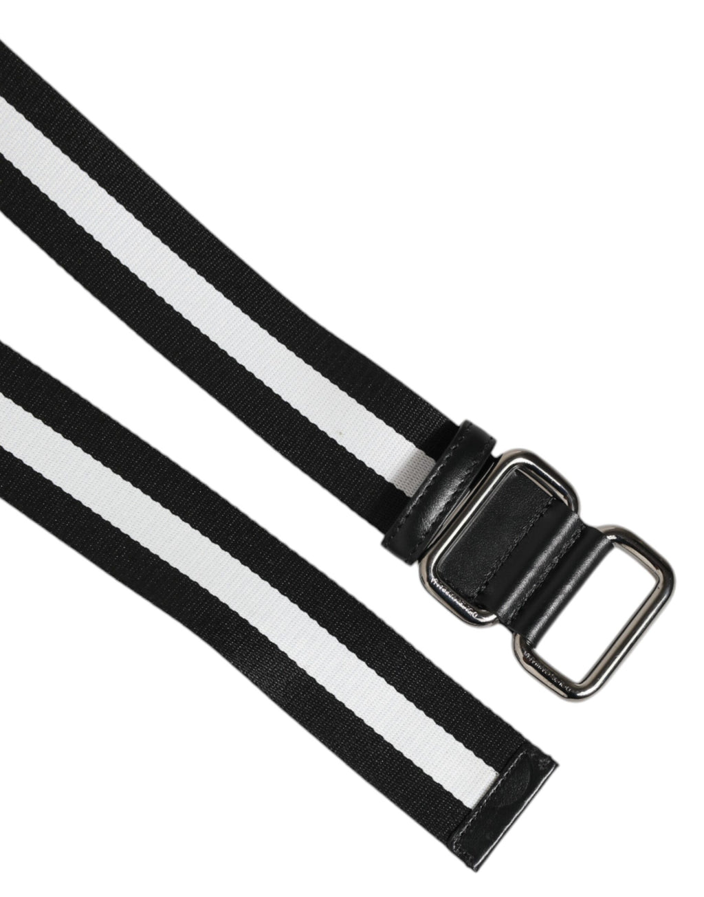 Dolce & Gabbana Black White Striped Metal Buckle Men Belt - Eljoys Fashion 
