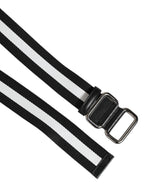 Dolce & Gabbana Black White Striped Metal Buckle Men Belt - Eljoys Fashion 