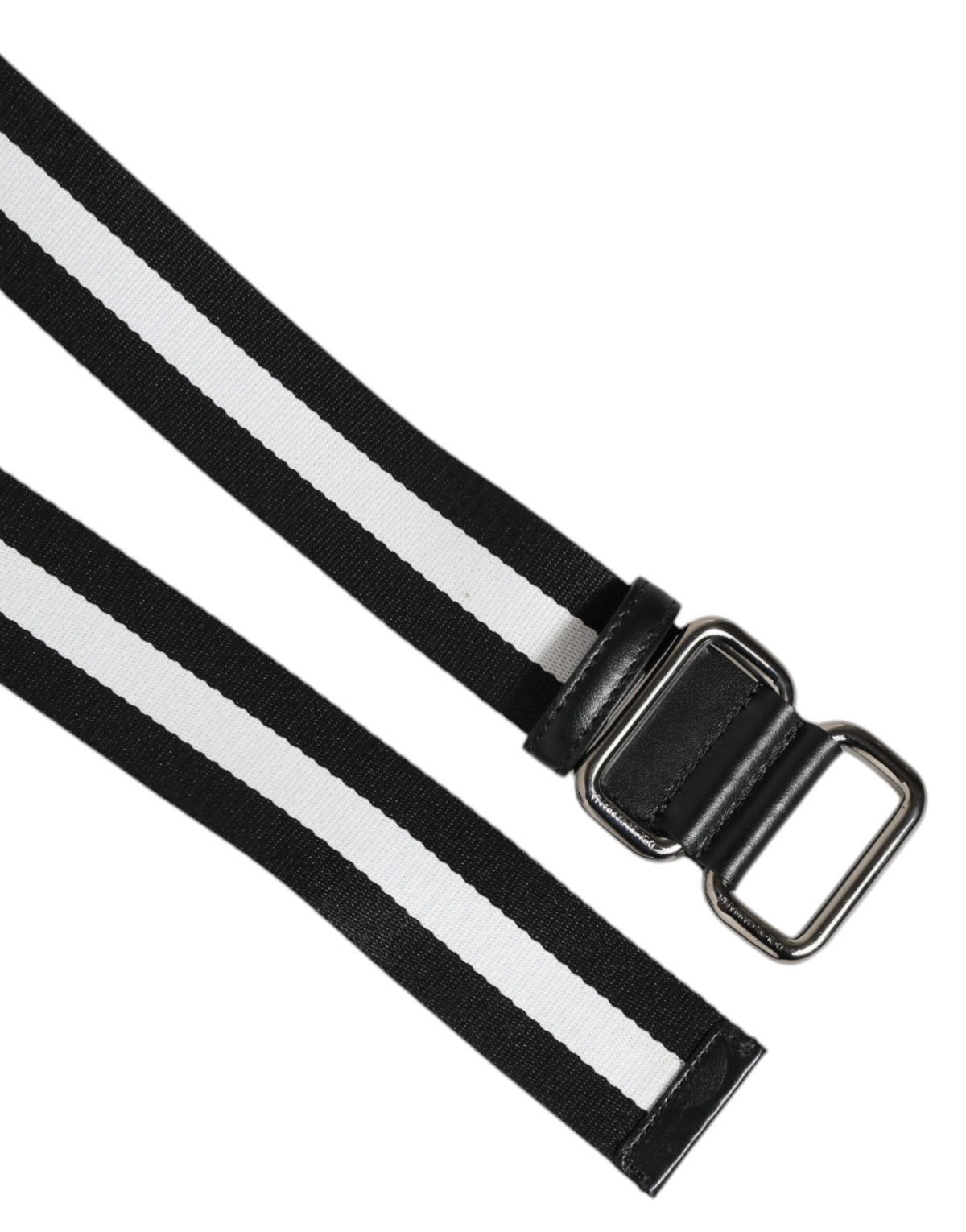 Dolce & Gabbana Black White Striped Metal Buckle Men Belt - Eljoys Fashion 