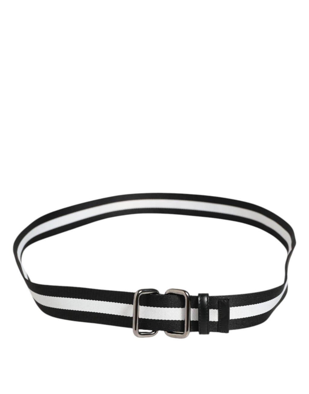 Dolce & Gabbana Black White Striped Metal Buckle Men Belt - Eljoys Fashion 