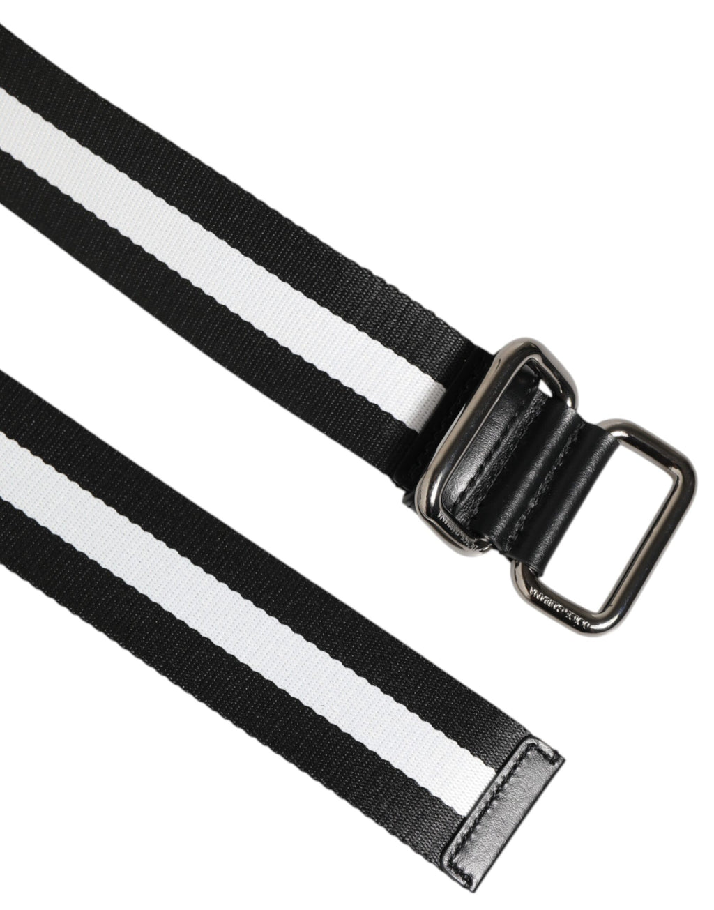 Dolce & Gabbana Black White Striped Logo Metal Buckle Belt - Eljoys Fashion 