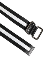 Dolce & Gabbana Black White Striped Logo Metal Buckle Belt - Eljoys Fashion 