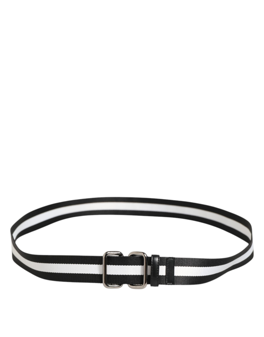 Dolce & Gabbana Black White Striped Logo Metal Buckle Belt - Eljoys Fashion 