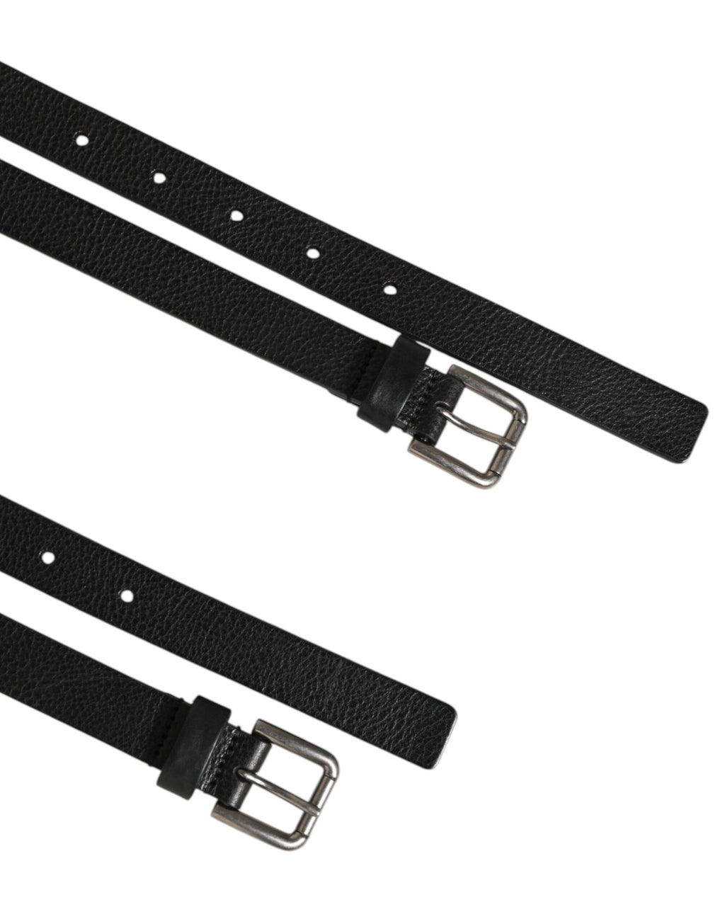 Dolce & Gabbana Black Double Strap Leather Gold Buckle Belt - Eljoys Fashion 