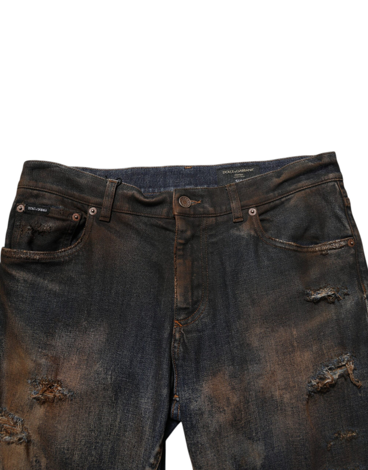 Dolce & Gabbana Black Cotton Skinny Tattered Men Denim Jeans - Eljoys Fashion 