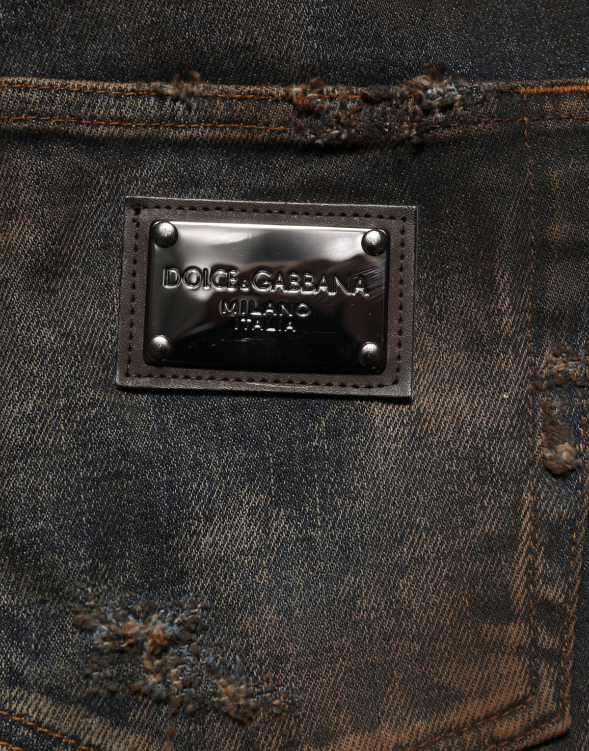 Dolce & Gabbana Black Cotton Skinny Tattered Men Denim Jeans - Eljoys Fashion 