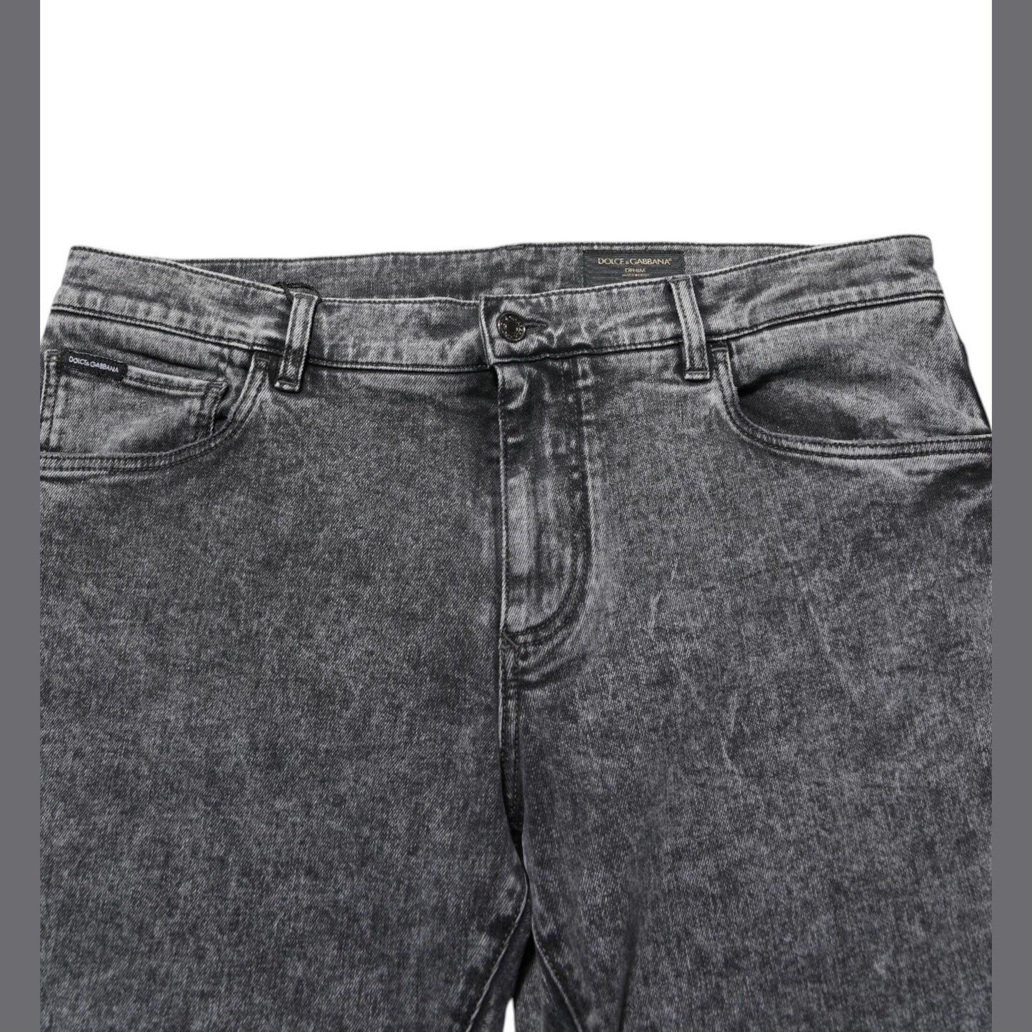 Dolce & Gabbana Gray Cotton Slim Fit Denim Trouser Jeans