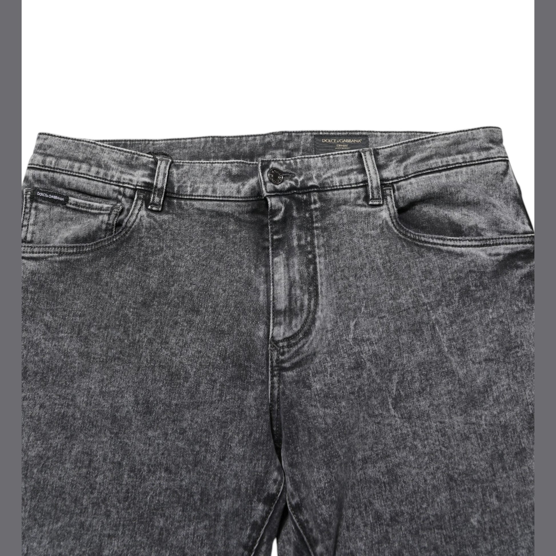 Dolce & Gabbana Gray Cotton Slim Fit Denim Trouser Jeans