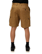 Dolce & Gabbana Brown Cotton Stretch Logo CargoBermuda Shorts - Eljoys Fashion 