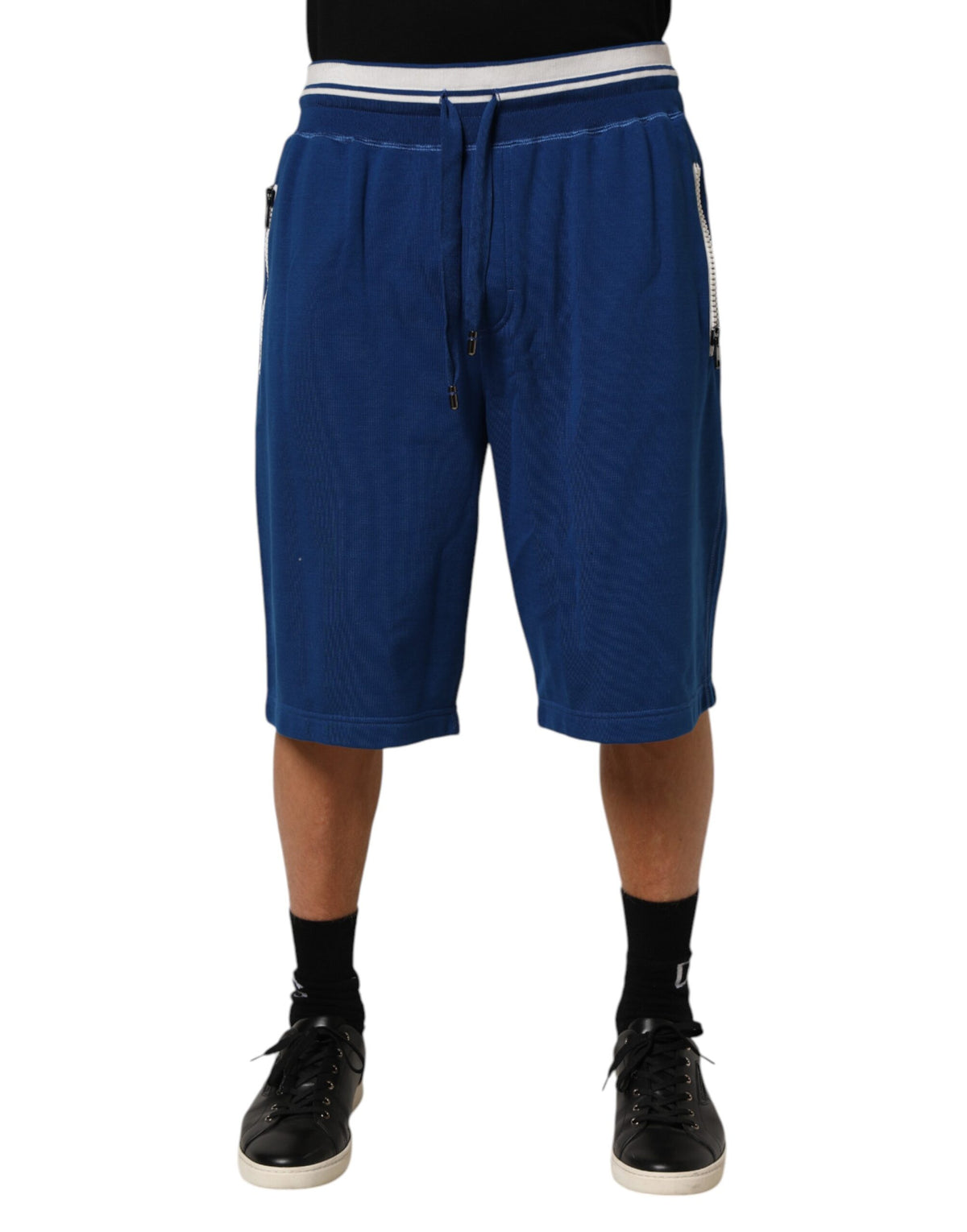 Dolce & Gabbana Blue Cotton Blend Bermuda Sweatpants Shorts - Eljoys Fashion 