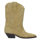 Beige leather ankle boots by Isabel Marant featuring stylish design and ankle-high cut, perfect for casual or chic outfits.