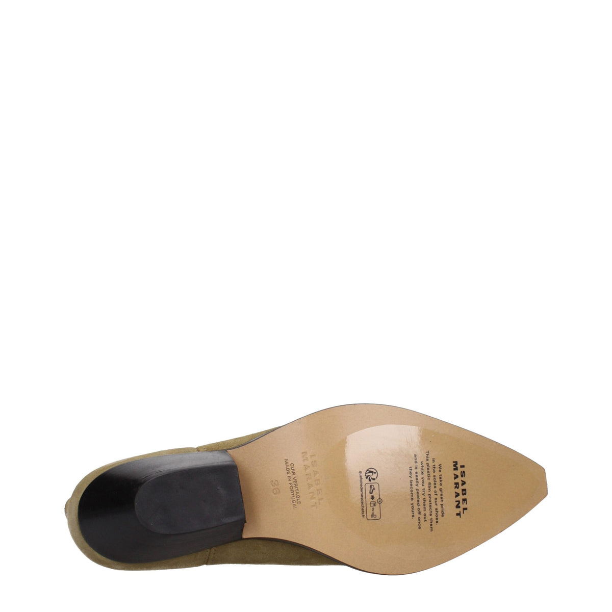 Beige leather ankle boots by Isabel Marant featuring a sleek design and stylish ankle-length silhouette.