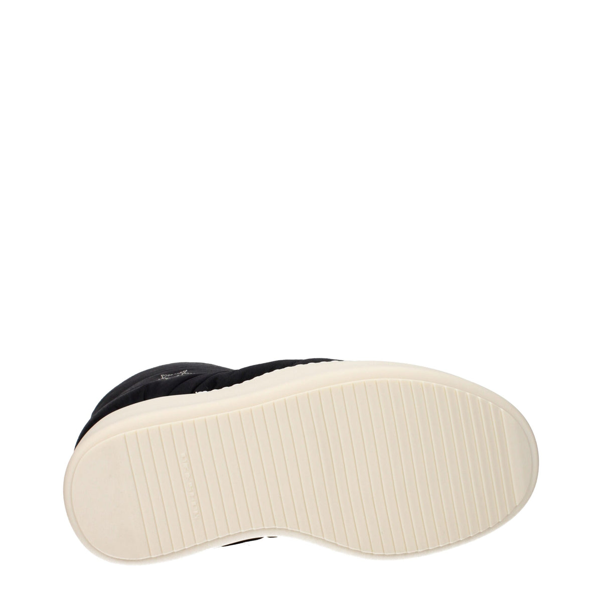 Rick Owens black fabric ankle boots with sleek design and pointed toes, showcasing modern footwear craftsmanship.