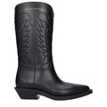 Christian Dior black cotton boots with sleek design and high ankle, featuring stylish stitching and a contemporary silhouette.