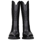 Christian Dior black cotton boots with sleek design and lace-up front, stylish footwear for casual and formal wear.