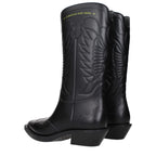 Christian Dior black cotton boots with sleek design and high-top style, featuring detailed stitching and a sturdy sole.