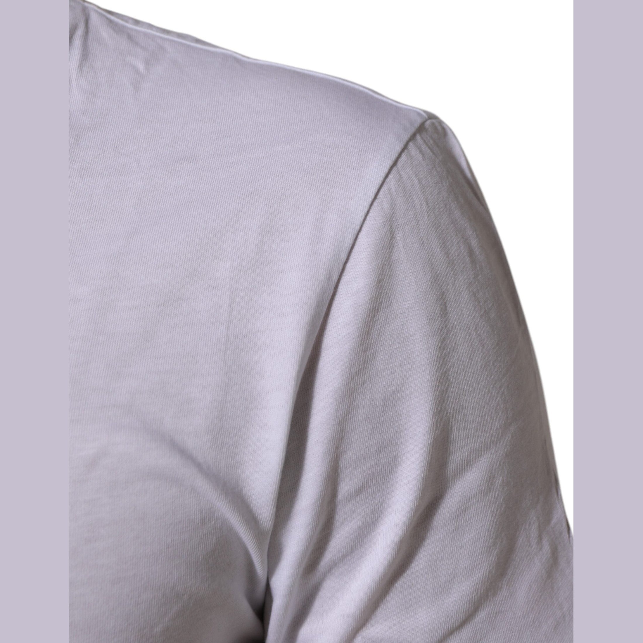 Dolce & Gabbana White Cotton Logo Print Crew Neck T-shirt