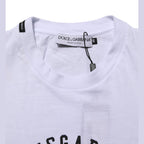 Dolce & Gabbana White Cotton Logo Print Crew Neck T-shirt