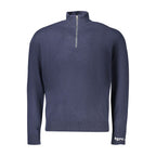 Blue cotton men's sweater by Pepe Jeans featuring a classic crew neck and ribbed cuffs.