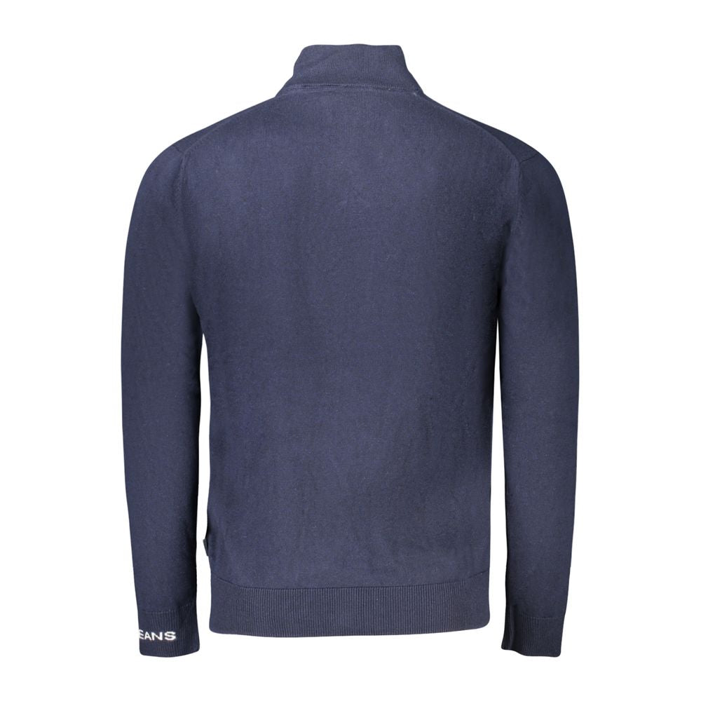 Pepe Jeans blue cotton men's sweater with crew neck and long sleeves, casual and comfortable for everyday wear.