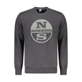 Black North Sails cotton men's sweatshirt with a relaxed fit, featuring the brand logo on the chest and ribbed cuffs.