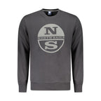 Black North Sails cotton men's sweatshirt with a relaxed fit, featuring the brand logo on the chest and ribbed cuffs.