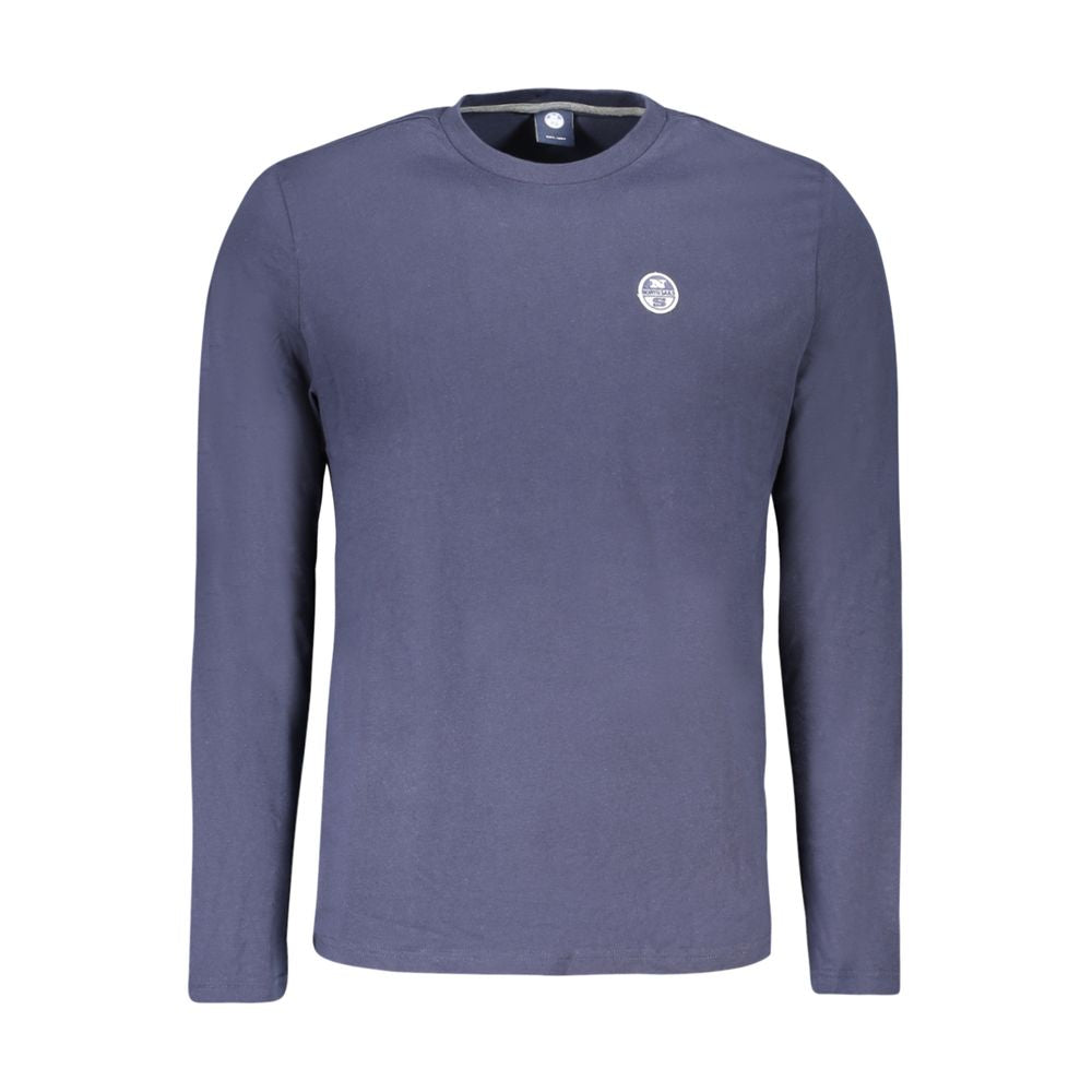 Blue cotton North Sails men's T-shirt with crew neckline and short sleeves, displayed on a plain background.