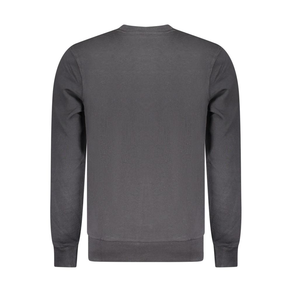 Black North Sails cotton men's sweatshirt with a crew neck and long sleeves, featuring the brand logo on the chest.