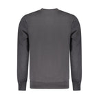 Black North Sails cotton men's sweatshirt with a crew neck and long sleeves, featuring the brand logo on the chest.