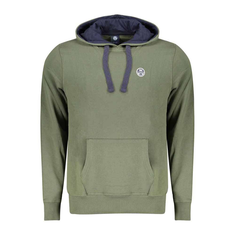 North Sails Verde cotton men's sweatshirt displayed on a hanger, featuring a crew neck and casual fit in a vibrant green color.