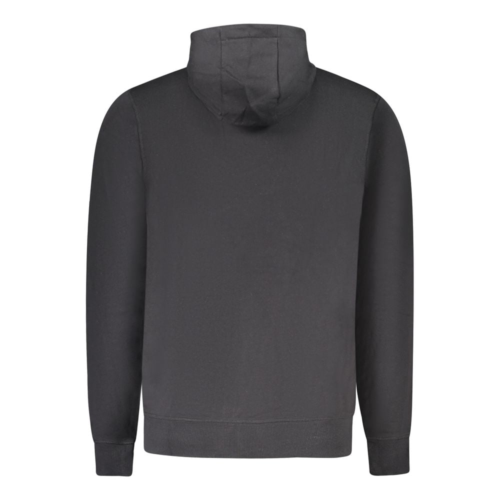 Black North Sails cotton men's sweatshirt with a crew neck and logo detail, casual and comfortable for everyday wear.