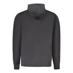 Black North Sails cotton men's sweatshirt with a crew neck and logo detail, casual and comfortable for everyday wear.
