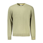 Pepe Jeans green cotton men's sweater displayed on a hanger, showcasing its casual style and soft fabric.