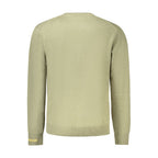 Pepe Jeans green cotton men's sweater displayed flat, showing a classic crew neck and long sleeves.
