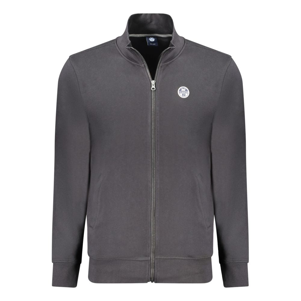North Sails black cotton men's sweatshirt with crew neck and long sleeves, casual and comfortable everyday apparel