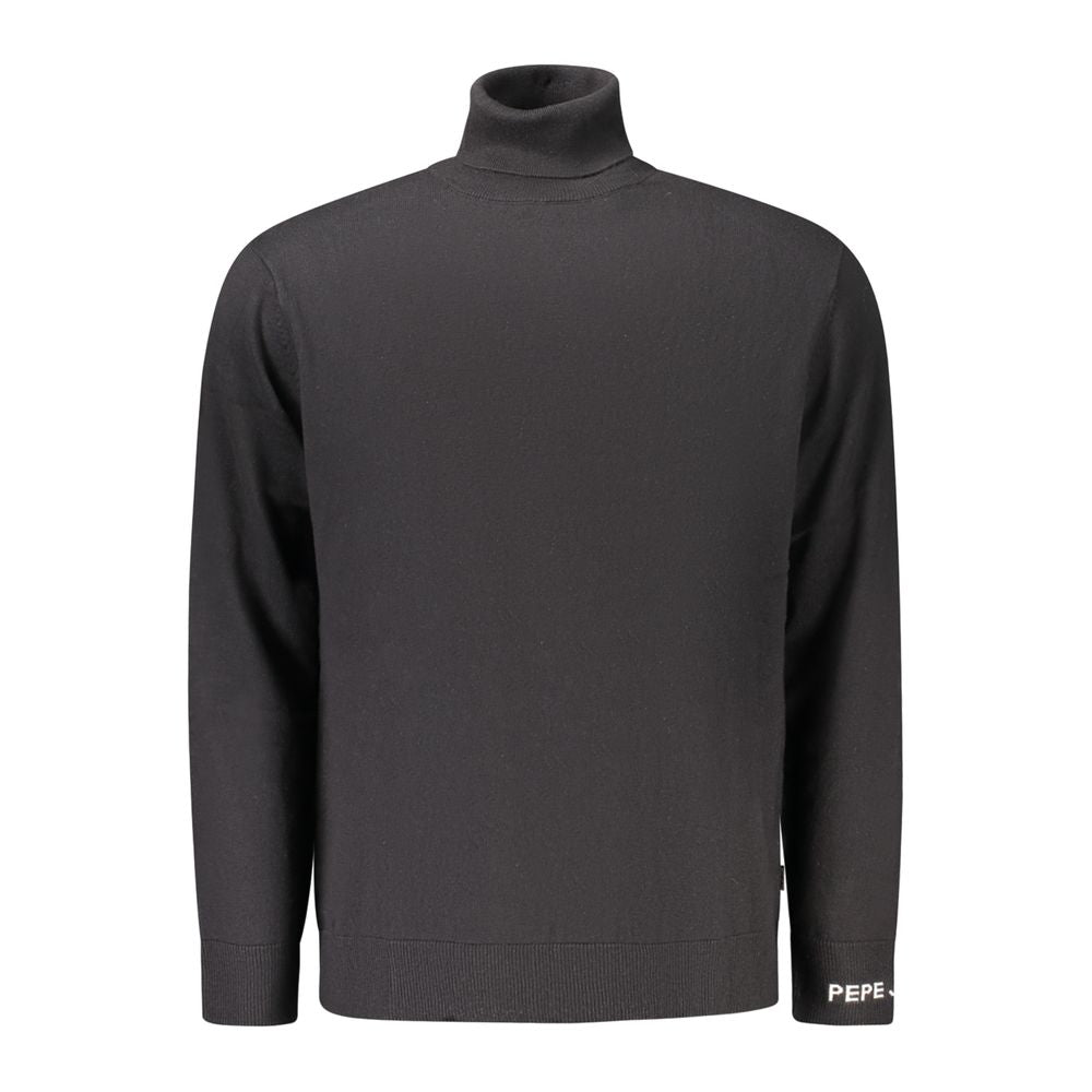 Pepe Jeans men's black cotton sweater with a round neckline and long sleeves, featuring a classic fit and logo detail.