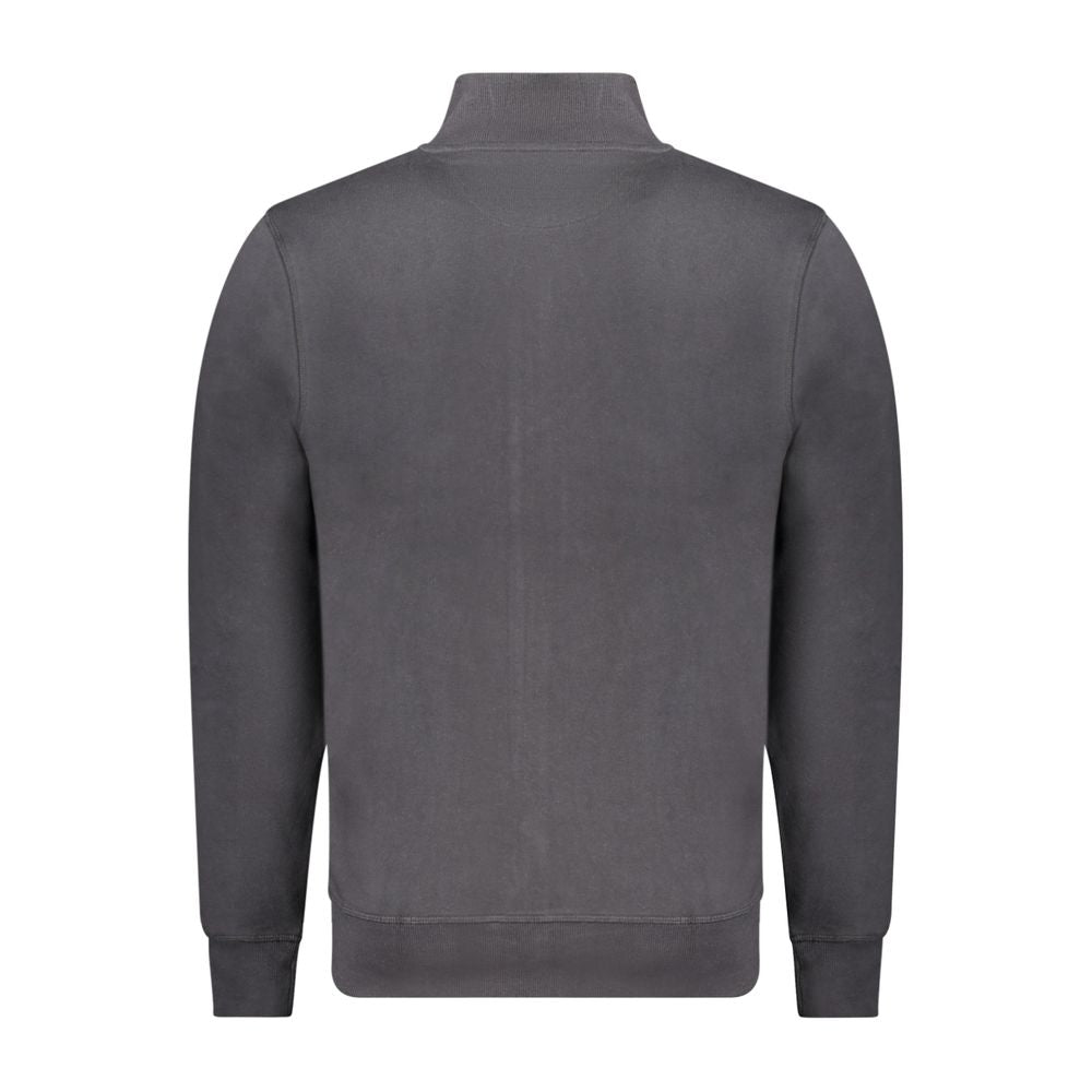 North Sails black cotton men's sweatshirt with a crew neck and long sleeves, featuring a minimalist design and logo.