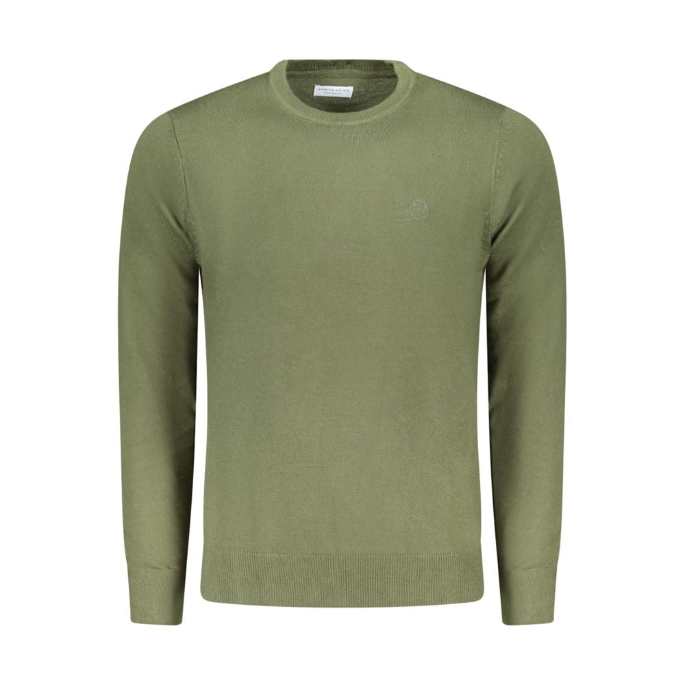 North Sails Verde acrylic men's sweater featuring a classic crewneck design and green color, showcased on a plain background.