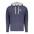 North Sails blue cotton men's hooded sweatshirt with front pocket and drawstring hood, casual and comfortable clothing.
