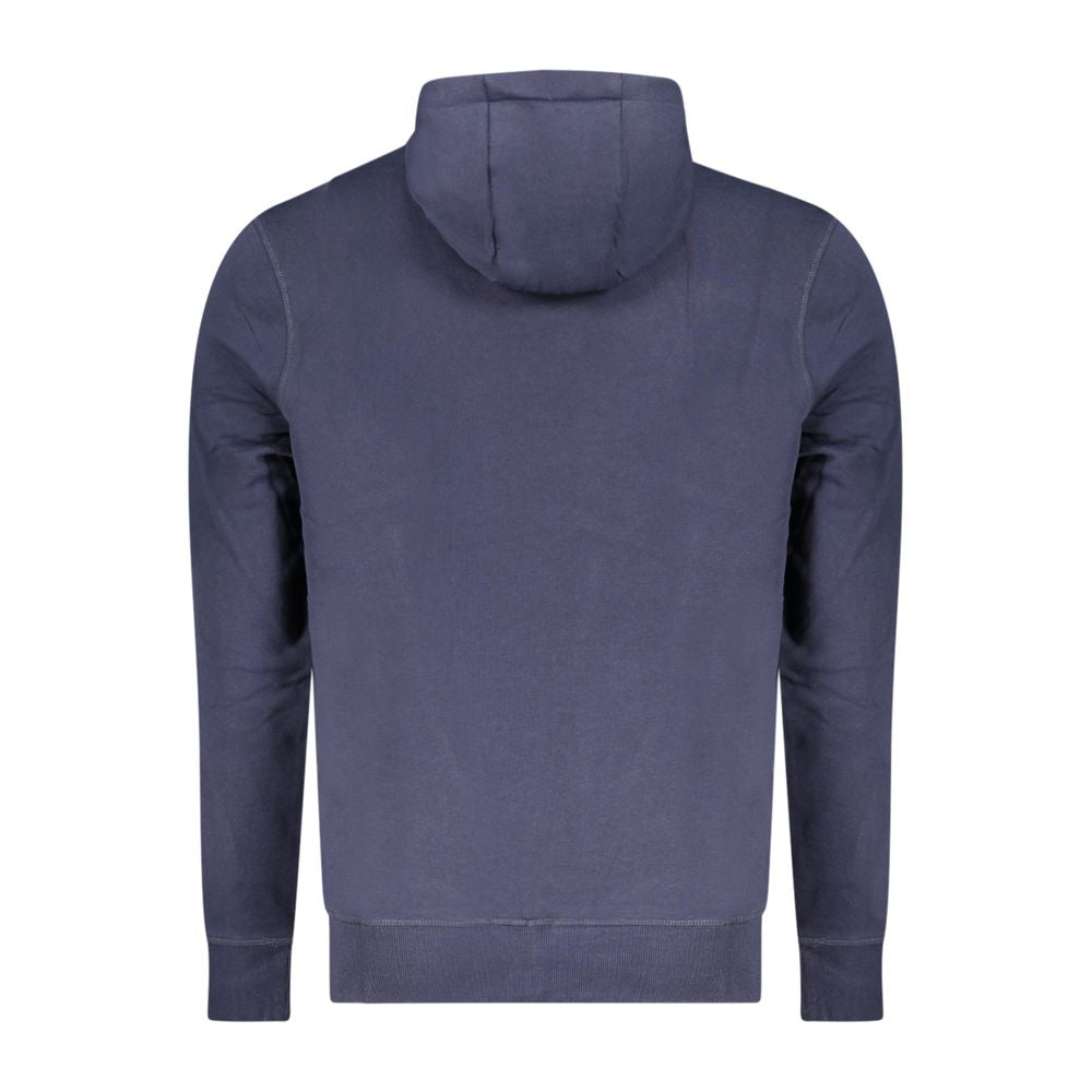 North Sails blue cotton men's hooded sweatshirt with front pocket and drawstring hood, casual and comfortable fit.