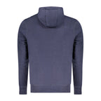 North Sails blue cotton men's hooded sweatshirt with front pocket and drawstring hood, casual and comfortable fit.