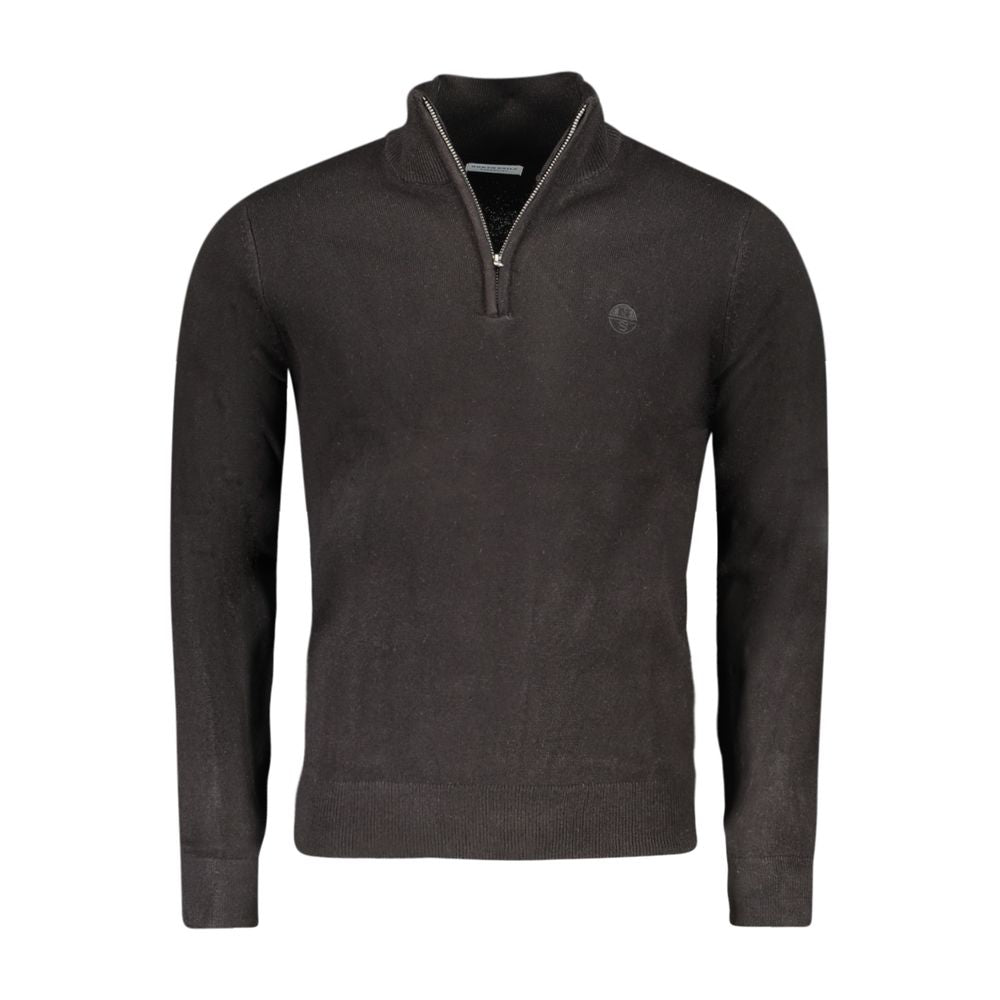 Black North Sails acrylic men's sweater with a crew neck and ribbed cuffs, showcasing a cozy, stylish knit design.