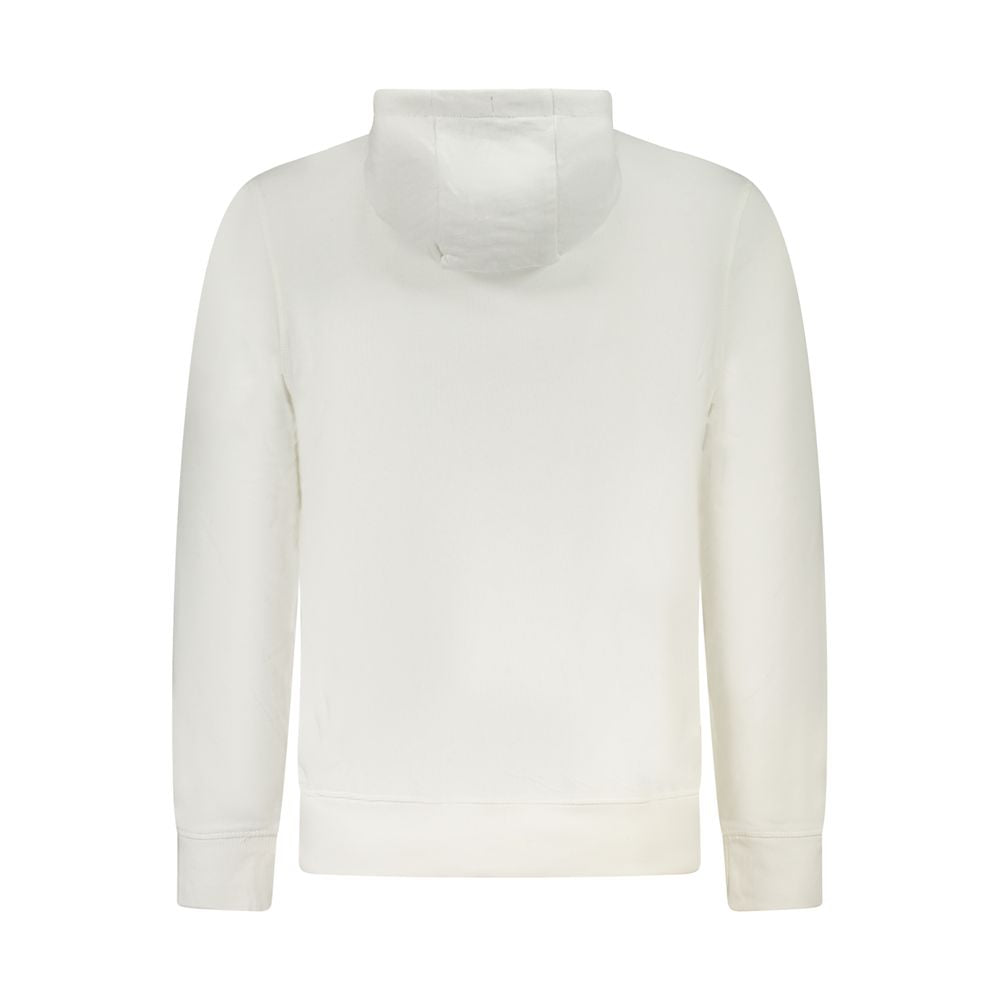 White cotton men's hooded sweatshirt by North Sails, shown with front view and adjustable drawstrings.