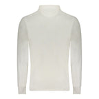 North Sails white cotton men's polo shirt with collar and short sleeves, displayed on a hanger.